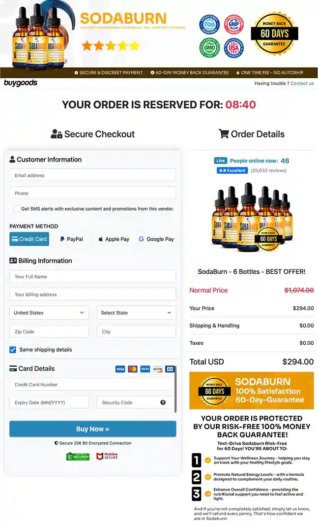 SodaBurn Secure Payment &ndash; All Major Cards Accepted, SSL Encrypted